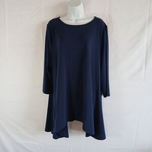 jm collection tops Blue Assymetrical Hem‎ Sz XXL.